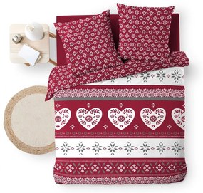 Червено двойно удължено памучно спално бельо 240x220 cm Alpage – douceur d'intérieur