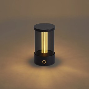 Външна настолна лампа черна акумулаторна вкл. станция за зареждане IP65 - Grill