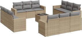 3251116 vidaXL Градински комплект диван с възглавници 13 части бежов полиратан