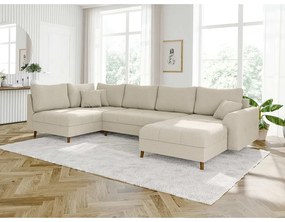 Кремав ъглов диван от рипсено кадифе (десен ъгъл/"U" форма) Ariella – Ropez
