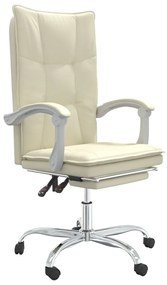 349756 vidaXL Накланяем офис стол, кремав, изкуствена кожа