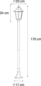 Класическа стояща външна лампа тъмно зелена 170 см IP44 - New Orleans