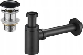 Mexen полусифон мивка кръгъл с керамичен клапан клик-клак, без преливане, черен - 7991050-75