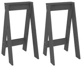 823671 vidaXL Табуретки, 2 бр, сиви, 40x40x75 см, борово дърво масив