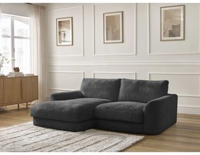 Черен шенилов ъглов диван (ляв ъгъл) Leonore – Bobochic Paris