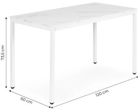 Кухненска маса от бял мрамор 120 x 60 cm - универсална маса за 4-5 души