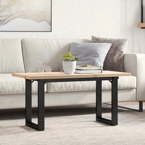 3282730 vidaXL Кафе маса О-образна рамка 90x40x45,5 см бор масив и стомана