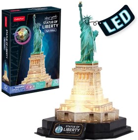 Cubic Fun - Пъзел 3D Statue of Liberty New York Night Edition Includes Color Led 79ч. L536h