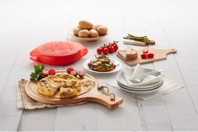 Съд за приготвяне на омлет в микровълнова Lekue 1009030, 25х19х5 см, Платинен силикон, От -60 до +220C, Прозрачен/Червен