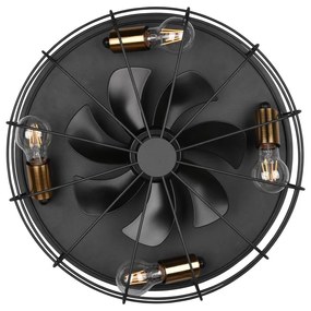 Матово черно осветително тяло за таван с дистанционно управление/с вентилатор Trondheim – Trio