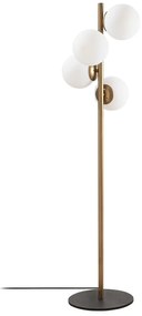 Черна и златисто подова лампа със стъклен абажур (височина 130 cm) Faze – Opviq lights