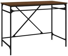 826723 vidaXL Бюро, кафяв дъб, 100x50x75 см, инженерно дърво и желязо