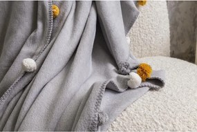 Сиво покривало за легло от флийс 150x200 cm Pom Pom – Mijolnir