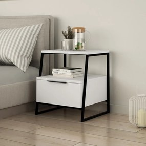Бяло нощно шкафче с рафтове Pal - Kalune Design