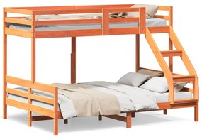 3207184 vidaXL Двуетажно легло, 80x200/140x200 см, восъчнокафяво, бор масив