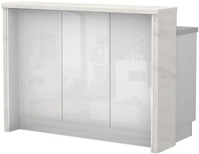 Островна кухненска пейка Raval-Length: 135 cm.-White glossy-White Marble