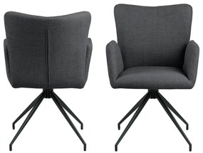 Тъмносиви тапицирани трапезни столове в комплект с подлакътници 2 бр. Laura – Actona