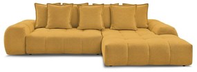 Шенилов сгъваем/с място за съхранение ъглов диван в цвят горчица (десен ъгъл) Everest – Bobochic Paris