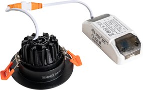 Вграден прожектор черен 6,8 см с LED 750 lm димируем IP23 - Gaius