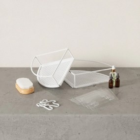 Бели ъглови самоносещи стоманени рафтове за баня 2 бр. Cubiko - Umbra