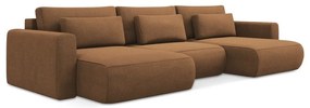 Теракотен разтегателен ъглов диван с място за съхранение (U форма) Kapua – Makamii