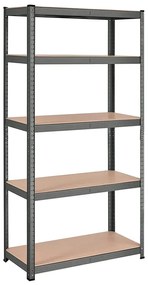 Сива библиотека с 5 рафта 180 x 90 x 40 см