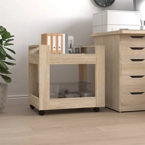 816603 vidaXL Бюро на колелца, дъб сонома, 60x45x60 см, инженерно дърво