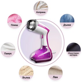 Уред за гладене с пара Oliver Voltz OV51051A, 1000W, 280мл, 10г/мин, Бял/розов