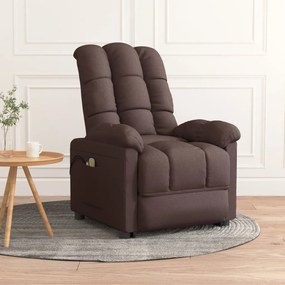 3073763 vidaXL Електрически масажен стол, тъмнокафяв, текстил