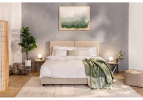 Бежово тапицирано двойно легло с място за съхранение и матрак с решетка 180x200 cm Myra Bold - Bonami Selection