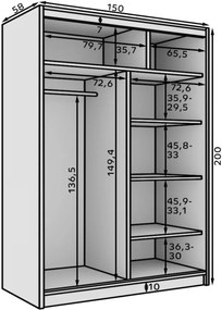 Гардероб Houston 150 плъзгащ се-Мауро-Leuko