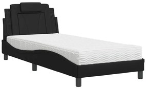 3208754 vidaXL Легло с матрак, черно, 80x200 см, изкуствена кожа