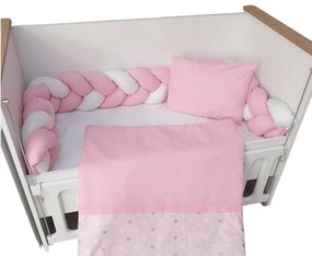 BabyHome Комплект за легло с обиколник тип плитка - розов