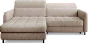Бежов шенилов разтегателен ъглов диван с място за съхранение (ляв ъгъл) Gomsi – ELTAP