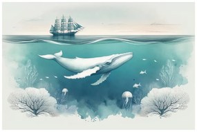 Картина на платно – Кит и корали под водата
