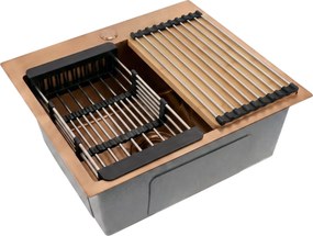 Стоманена мивка с комплект аксесоари 3 бр. REA Leo 50 Brush Copper