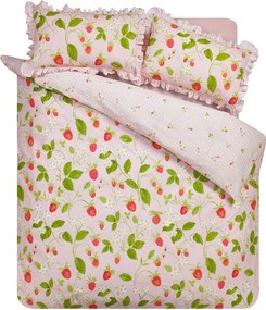 Розово двойно 3 части спално бельо 200x200 cm Strawberry Frills – Catherine Lansfield