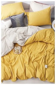 Жълт и кремав памучен чаршаф за двойно легло/разширен чаршаф за легло 200x220 cm - Mila Home