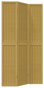 358816 vidaXL Разделител за стая, 3 панела, кафяв, дърво пауловния масив