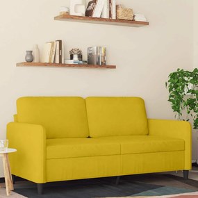 359448 vidaXL 2-местен диван, жълт, 140 см, кадифе