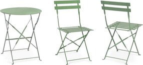 Светлозелен стоманен градински комплект за хранене за 2 Austin – Bizzotto