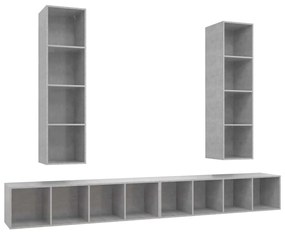 3079893 vidaXL ТВ шкафове за стенен монтаж, 4 бр, бетонно сив, инженерно дърво