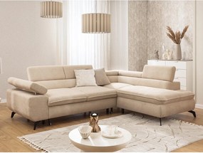 Бежов шенилов ъглов диван (десен ъгъл L форма) Marbeya – Ropez