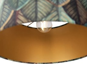 Висяща лампа черна с абажур с листа и златист интериор 35 см - Cava