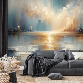 Самозалепващ тапет – Абстрактен градски пейзаж в топли тонове