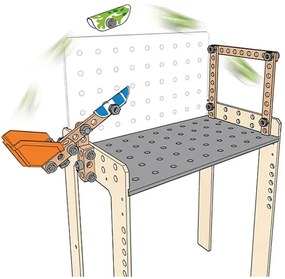 Игрален комплект, Hape, Дървена работна маса, Млад изобретател, 79 части