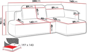 Ъглов диван Cozy-Екрю-Ляв