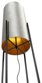 Модерна подова лампа черна с кадифена сива абажур - Rich