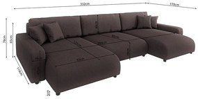 Кафяв ъглов диван с място за съхранение от рипсено кадифе Sara – Ropez