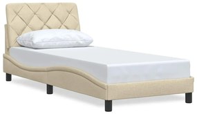 3310578 vidaXL Рамка за легло без матрак, кремави, 90x200 см, плат